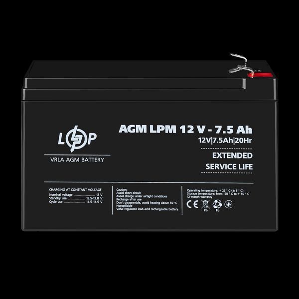 Акумулятор AGM LPM 12V - 7.5 Ah 3864(log) фото