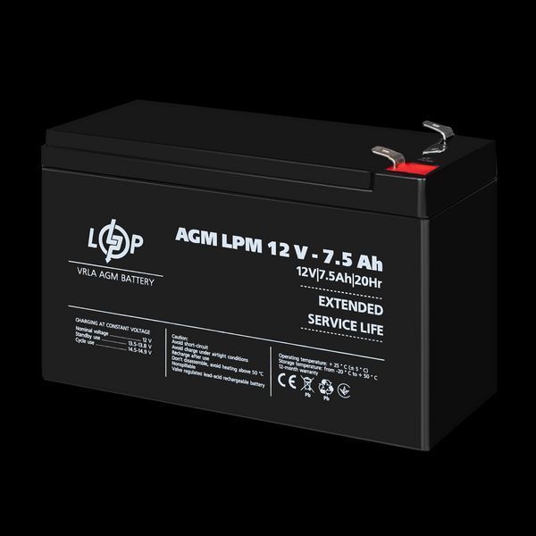 Акумулятор AGM LPM 12V - 7.5 Ah 3864(log) фото